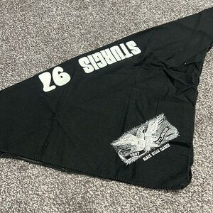 Vtg Sturgis Bandana Motorcycle Rally Handkerchief White & Black Harley-Davidson